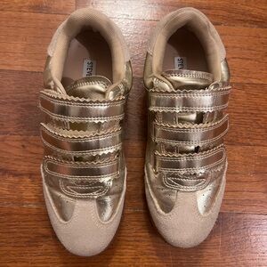 Steve Madden Gold and Cream Sneakers with Velcro Straps